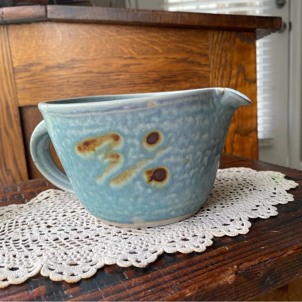 Studio Pottery Bowl with Handle & Pour Spout EUC